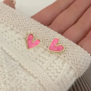 Pink heart earrings